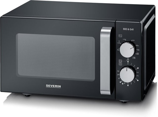 Severin Mikrowelle MW 7762 mit Grillfunktion in Schwarz/Edelstahl, 20 l, 800 W, B: 46,2 cm, T: 39,5 cm, H: 27,0 cm - Bild 1