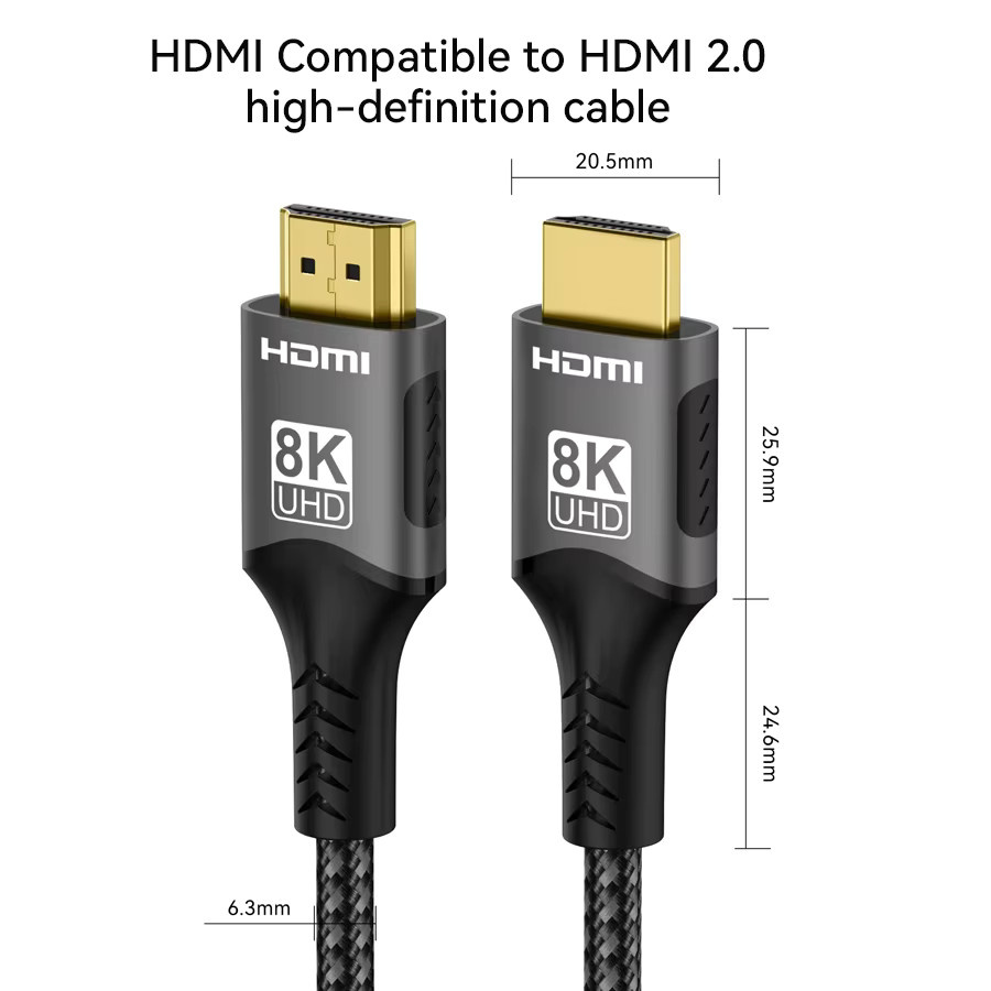 VAORLO HDMI 2.1 Videokabel für 8K 60Hz und 4K 120Hz, kompatibel mit PS5, Xbox und TV Box, in Schwarz oder Grau - Bild 2