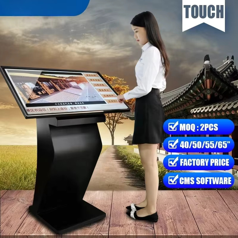 Benshi Fabrik Interaktiver 55 Zoll Multi-Touch-Tisch und Bodenstehender Digitaler Kiosk in Schwarz - Bild 2