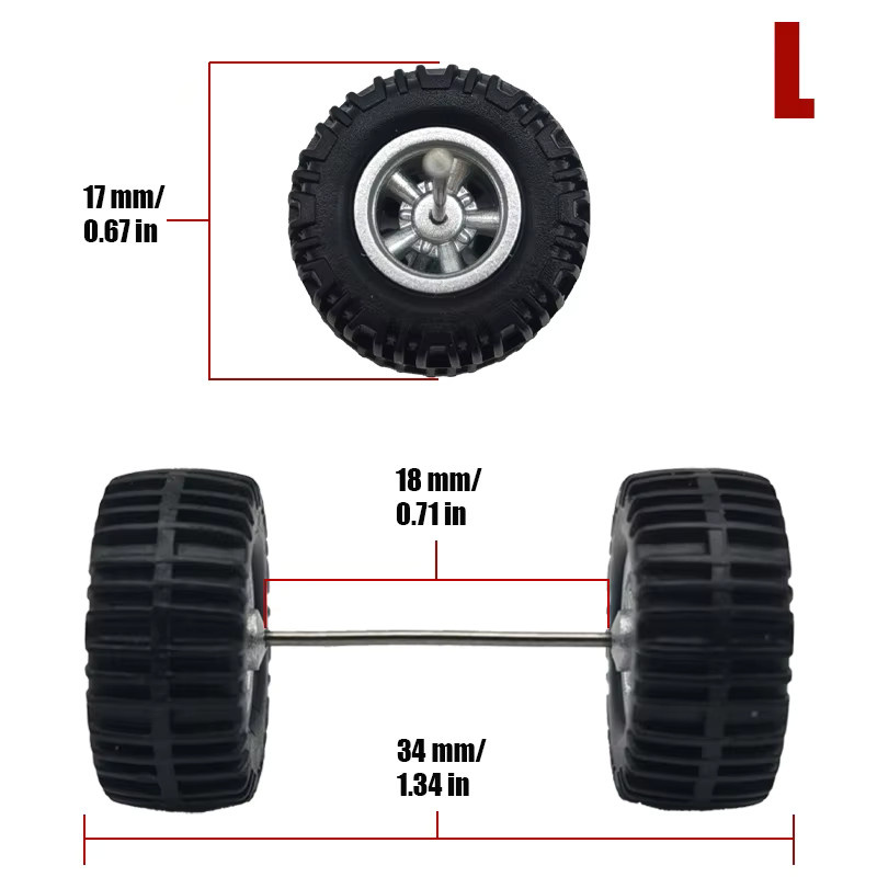KICARMOD All-Terrain-Räder mit abnehmbaren Gummireifen, 1:64, 5er Set - Bild 1