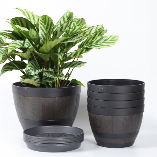 Liruikang Blumentopf mit integriertem Drainagesystem in Braun im rustikalen Stil aus Harz - Bild 8