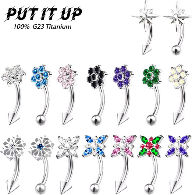 PUTITUP Bananenstange Piercing, Titan, Silber, Zirkonia - Bild 1