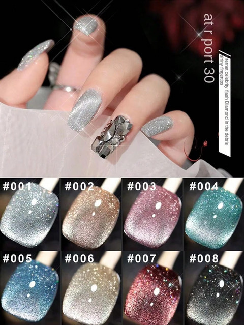 XEIJAYI Gel-Nagellack, 10 ml, 8 Farben, Reflektierender Holografischer Glitzer - Bild 1