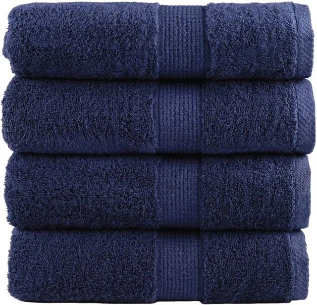 vidaXL Premium-Seiftücher aus Baumwolle, 4 Stück, Marineblau, B/B: 30 x 30 cm, 600 g/m2 - Bild 1