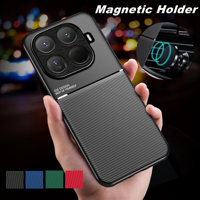 Robuste magnetische Schutzhülle für Xiaomi 17T, 15T Pro 5G und Mi 15 mit integrierter Metallplatte in Schwarz oder Blau - Bild 1