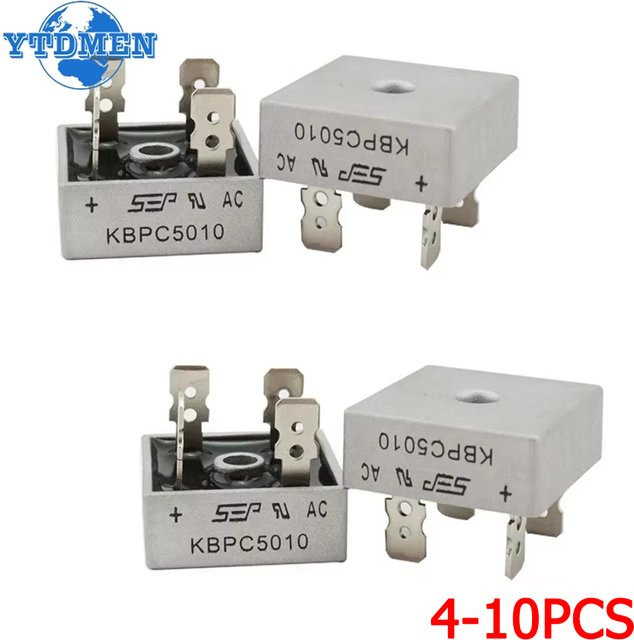YTDMEN Diodenbrückengleichrichter KBPC5010 50A 1000V Elektronikbausatz in Silber - Bild 1