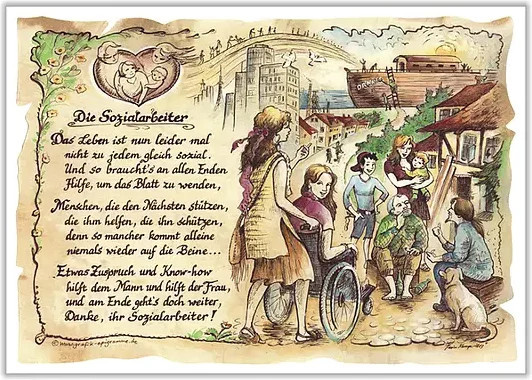 Tantum Graphic Zunftbild Sozialarbeiter als Vintage Paper Poster in Multicolor, A4-Format - Bild 1