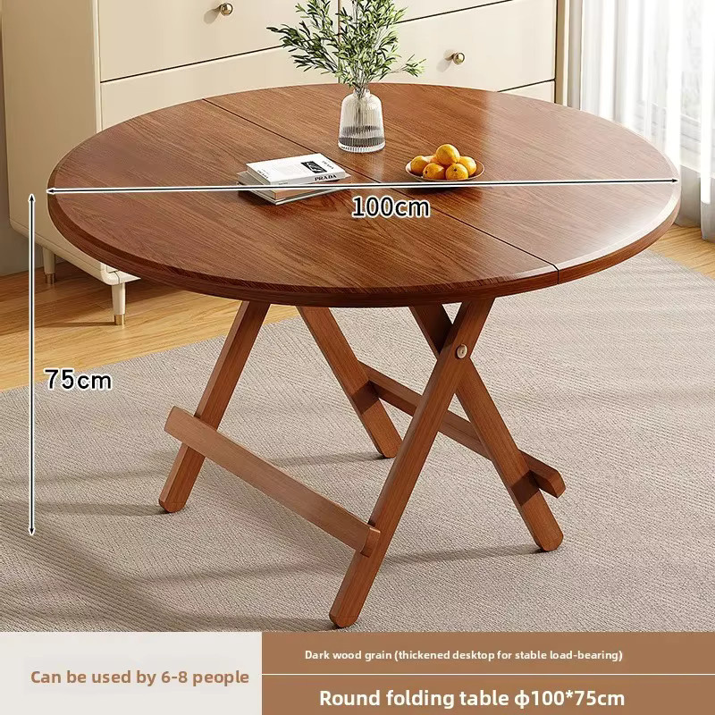 LIUSHADUOLA Klappbarer runder Esstisch aus Holz in Braun, moderner Küchentisch und Schreibtisch für Küche, Esszimmer oder Home-Office, Durchmesser: 60 cm - Bild 5