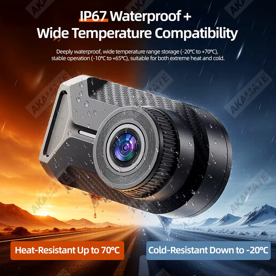 AKAMATE 2K HD Motorrad Dash Cam mit WiFi, IP67 wasserdicht, 130 Grad Weitwinkel und Loop-Aufnahme, Schwarz - Bild 3