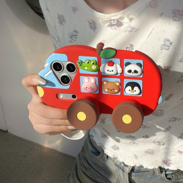 EOENKK Stoßfeste 3D-Tier Handyhülle aus Silikon für iPhone 17 16 15 14 13 12 Pro Max Plus und 16e 17Pro mit Cartoon-Design - Bild 1