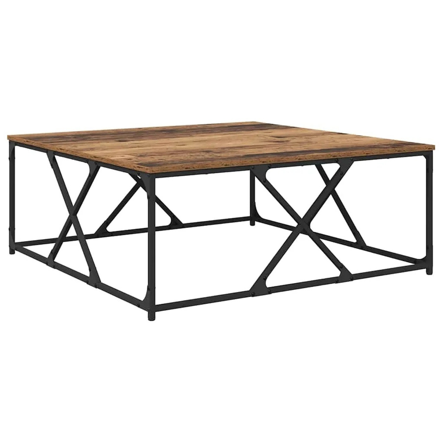 vidaXL Couchtisch im industriellen Chic aus Holzwerkstoff und Stahl in Eiche Brown, B/T/H: 100 x 100 x 40 cm - Bild 2