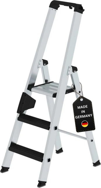 PROREGAL Stufen-Stehleiter Clip-Step Relax einseitig begehbar, Farbe: Silber, 3 Stufen - Bild 1