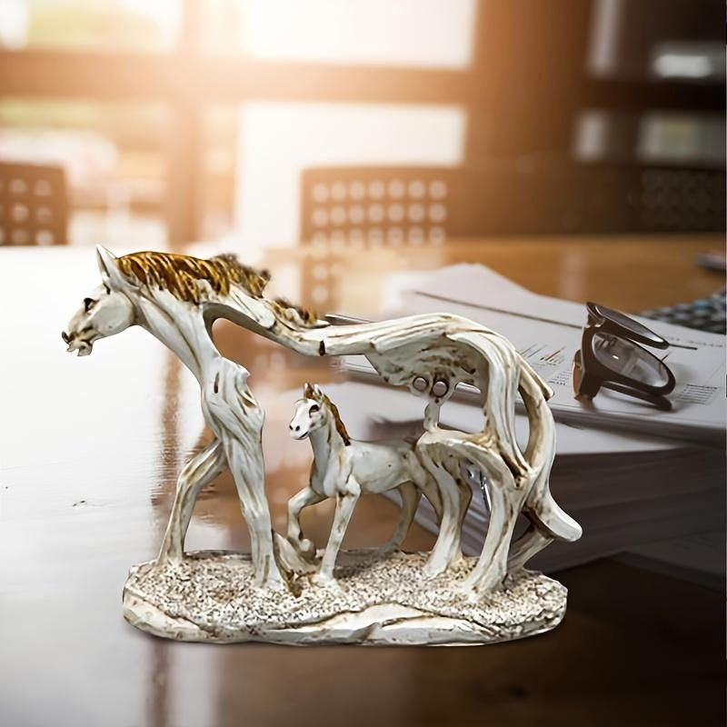 SZ-Damai Feng-Shui Pferde-Ornament aus Kunstharz in Weiß als dekorative galoppierende Pferdestatue - Bild 2