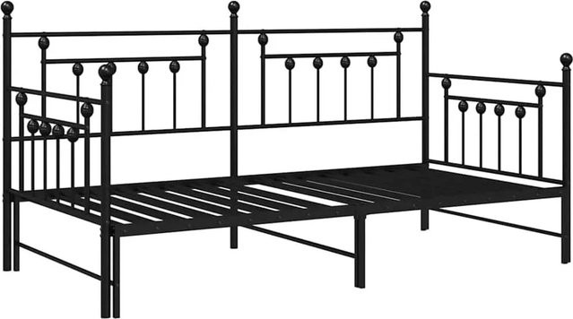 vidaXL Tagesbettrahmen aus Stahl mit Kopfteil in Schwarz Matt, B/H: 107 x 220 cm - Bild 1