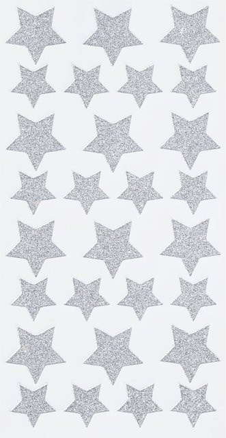 Glitzer-Sticker Sterne in Silber - Bild 1