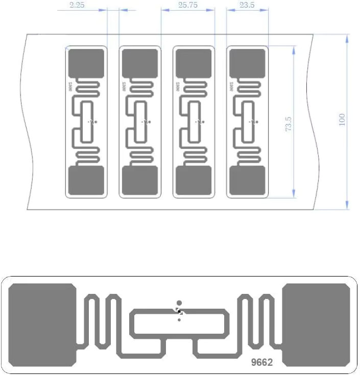 100 Stück 9662 UHF-RFID-Aufkleber in Weiß, RFID-UHF-Tags mit 860–960 MHz für Sport-Timing und Rennfahrzeuge - Bild 3