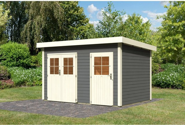 Karibu Zweiraum Holz-Gartenhaus Skanderborg mit Flachdach und modernem Design, Breite: 360 cm, Tiefe: 240 cm, Höhe: 230 cm - Bild 1