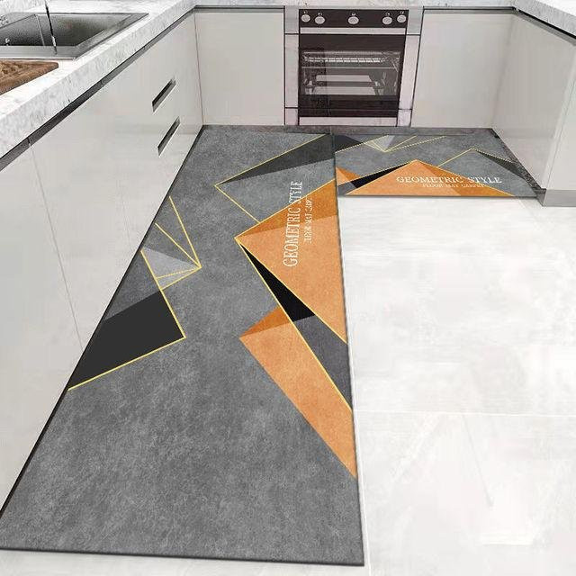 Anti-Rutsch Fußmatte aus Polyester mit geometrischem Design, grau, B/T: 60 x 40 cm - Bild 1