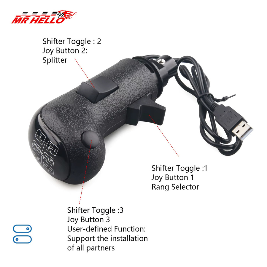 USB-Schaltknauf Simulator für Logitech G923 G29 G27 G25 und TH8A in Schwarz für ETS2 und ATS - Bild 5