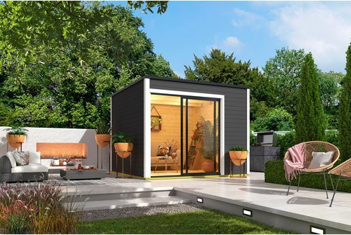 Mr. GARDENER Gartenhaus Kubus aus Holz in Grau, B/H/T: 300 x 239 x 300 cm - Bild 1