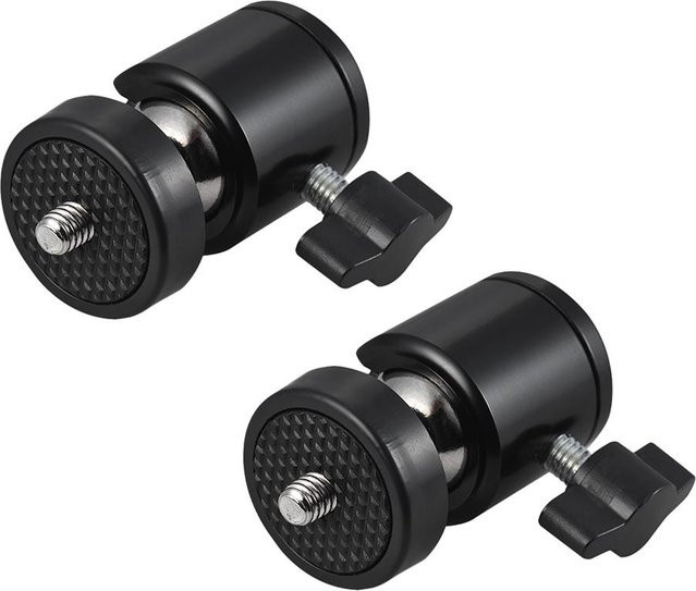 Andoer Mini-Stativ-Kugelkopf mit 1/4-Zoll-Schraube, 360 Grad drehbar, 2er-Set, Schwarz - Bild 1