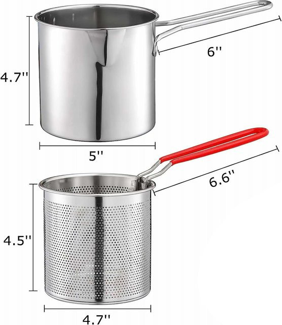 Bestbags Frittiertopf aus Edelstahl mit Sieb in Silber und Weiß - Bild 1