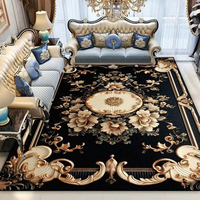 Luxuriöser Perserteppich von JGJG in Schwarz, geometrisches Design, maschinengefertigt, rutschfest und waschbar, B/T: 140 x 200 cm - Bild 1