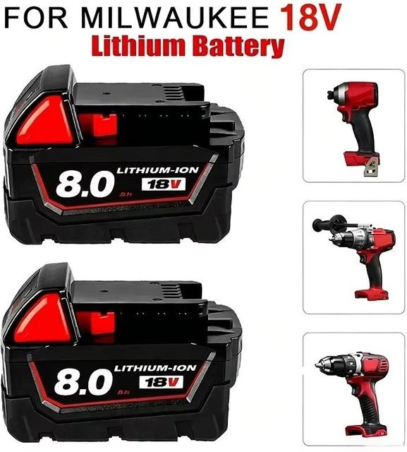 Milwaukee M18 High Output Akku 8,0 Ah Lithium-Ionen 18V Rot - Bild 1