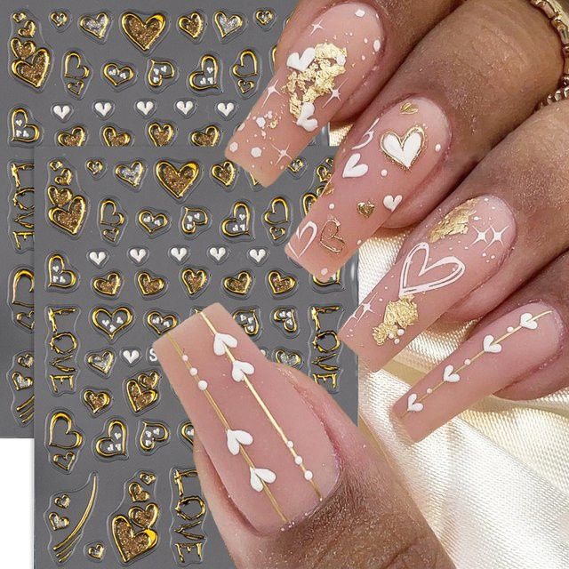 Goldene Herz-Nagelaufkleber, Metallic, Unisex - Bild 1