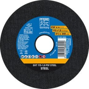 PFERD Trennscheibe EHT PSF STEEL für Stahl, Durchmesser: 115 mm, Breite: 1,0 mm, Bohrung: 22,23 mm, Farbe: Schwarz - Bild 1