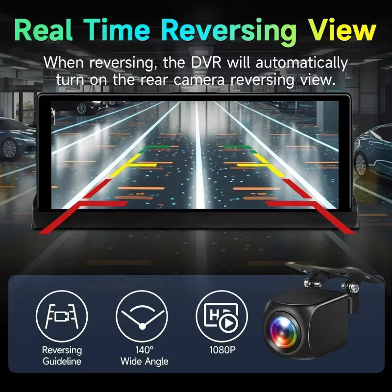 srnubi 4K Dashcam mit 360 Grad drehbarer Linse, Android Auto und Apple CarPlay, GPS Navigation, FM AUX, Schwarz - Bild 5