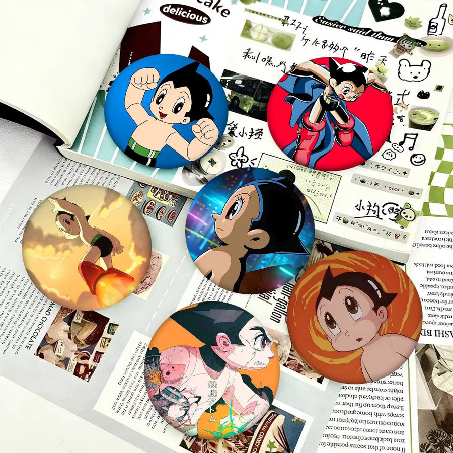 Mesuca Brosche, Astro Boy Cartoon-Stil, Emaille-Pin, rund - Bild 2