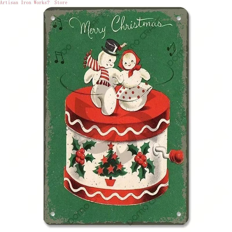 6er Set Vintage Metallschilder Weihnachten Wanddeko Potdemiel Mehrfarbig - Bild 2