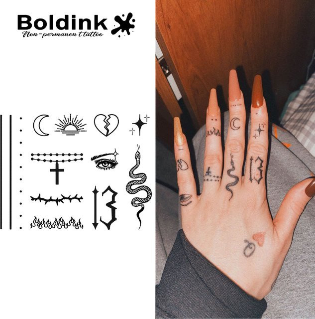 Boldink Minimalist Totem Tattoo Sticker, 12 Symbolkombinationen, Unisex - Bild 1