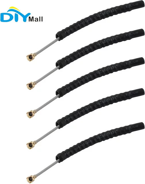 DIYmall 5er Set Antennen für ESP32 Lora V3 868MHz 915MHz GSM IPX 1.13 UF.L mit 2DBi Verstärkung in Schwarz - Bild 1