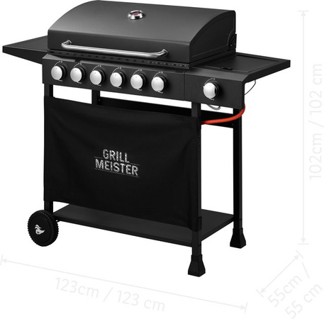 GRILLMEISTER Gasgrill 6+1 in Schwarz