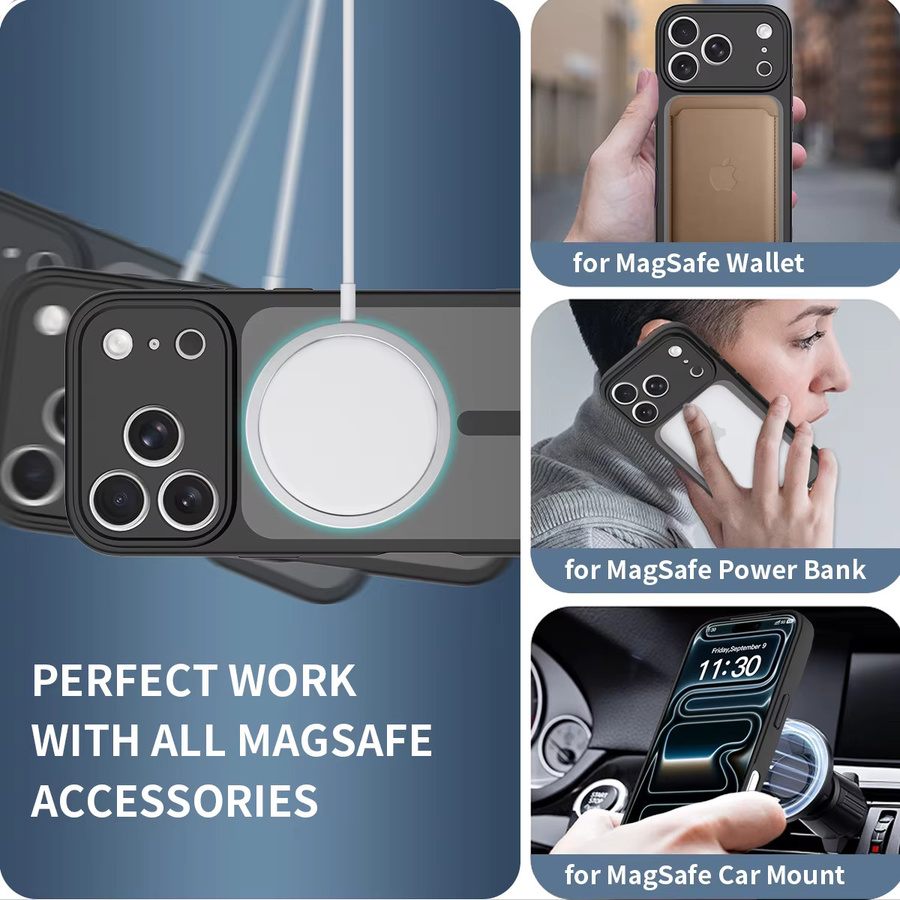 NYFundas Magnetische MagSafe Handyhülle mit Kameraschutz für iPhone 11 bis iPhone 17 Pro Max in Schwarz - Bild 4