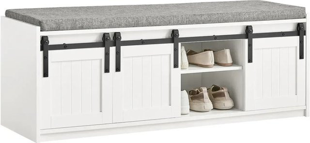 SoBuy Schuhbank mit Sitzfläche und Schiebetüren aus MDF in Weiß FSR133-W, B/T/H: 120 x 35 x 35 cm - Bild 1