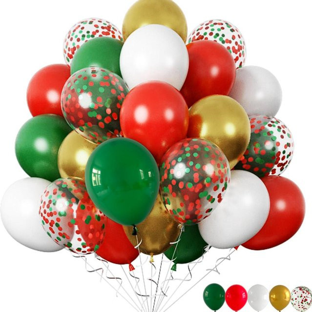 30-teiliges Pailletten-Konfetti-Ballon-Set von Global Finds in Rot für Weihnachts- und Geburtstagsdekorationen - Bild 1