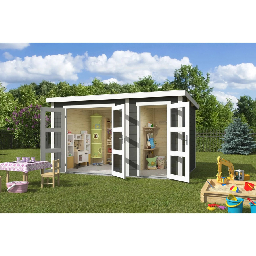 Lasita Blockbohlenhaus Zambezi XL in Grün, B/H/T: 400 x 211 x 259,7 cm - Bild 2