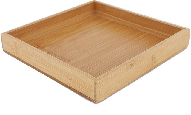 Rechteckiges Serviertablett im japanischen Stil von TOMTOP JMS in Braun, B/T/H: 19,3 x 19,3 x 3 cm - Bild 1