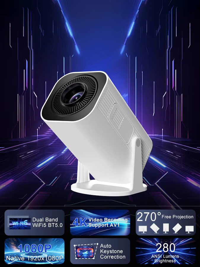 Salange P330W Heimkino-Projektor 8K mit Android 14.0, 12000 Lumen, WiFi 6 und Bluetooth 5.4, Weiß - Bild 6