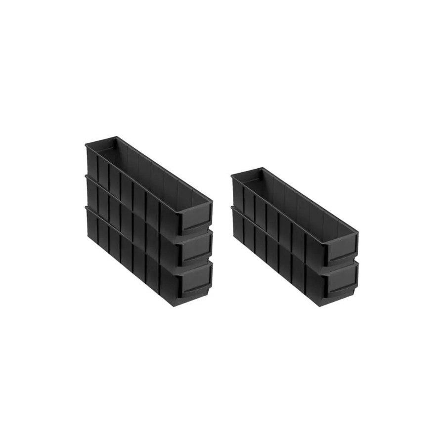 PROREGAL SparSet 5x Leitfähige Industriebox 400 S ESD Sortimentskasten, Schwarz, H x B x T: 8,1 x 9,1 x 40 cm - Bild 2