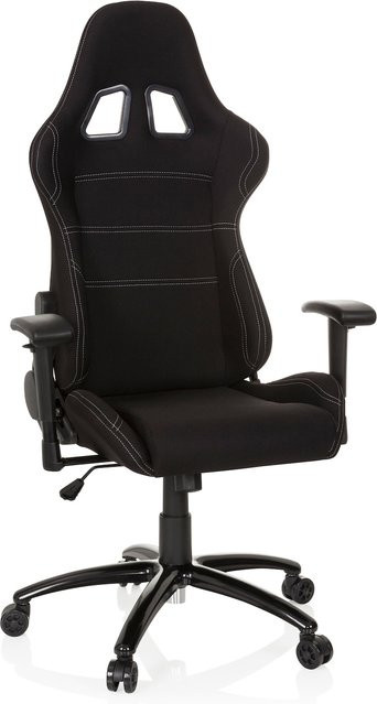 hjh OFFICE Gamingstuhl GAME FORCE in Schwarz aus Stoff mit Armlehnen und Höhenverstellung - Bild 1