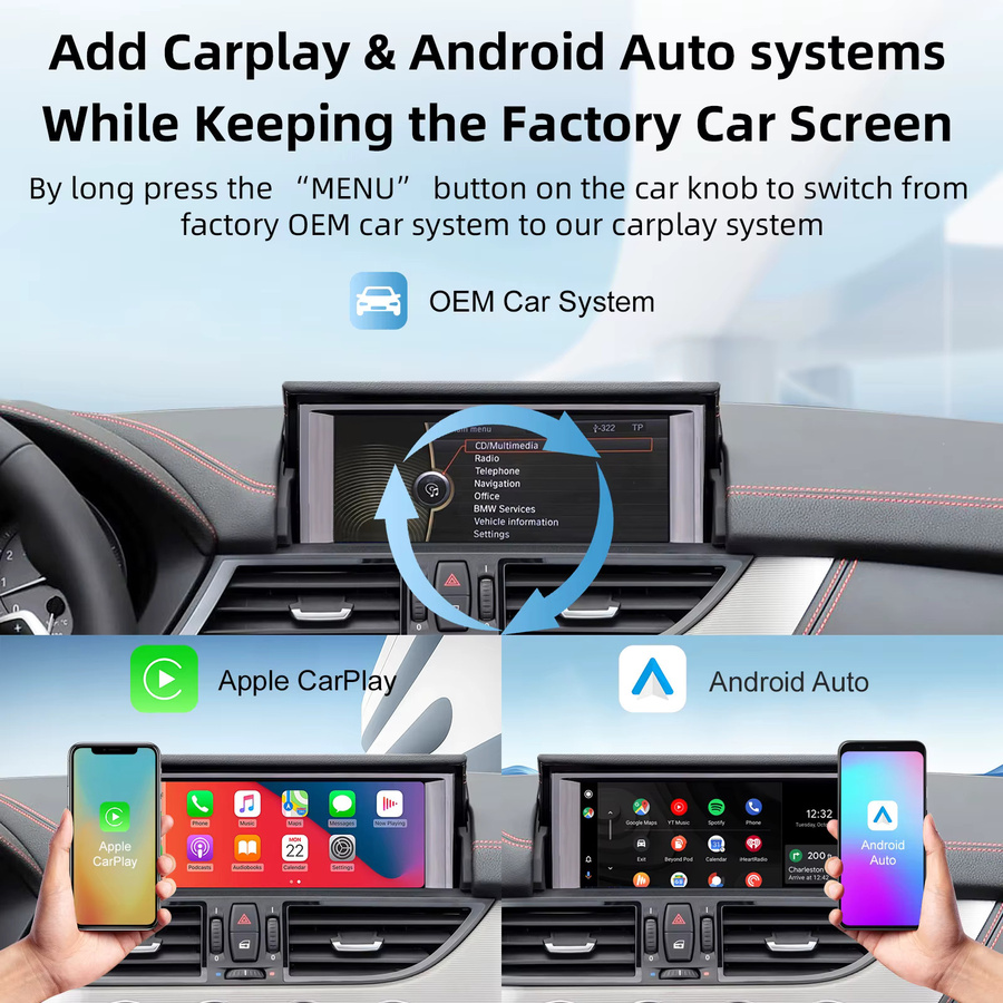 Ezonetronics Kabelloses CarPlay und Android Auto Nachrüstkit Decoder-Box für BMW CIC 1 3 5 6 7 Serie, X1 X3 X5 X6 und MINI in Schwarz mit Wi-Fi und Bluetooth - Bild 3