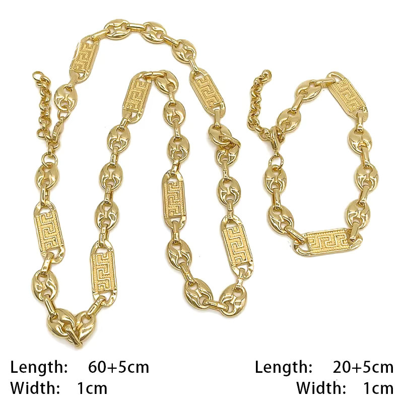 HIPUNK Schmuckset, Halskette, Armband, 18 Karat vergoldet, Gold, Herren - Bild 6