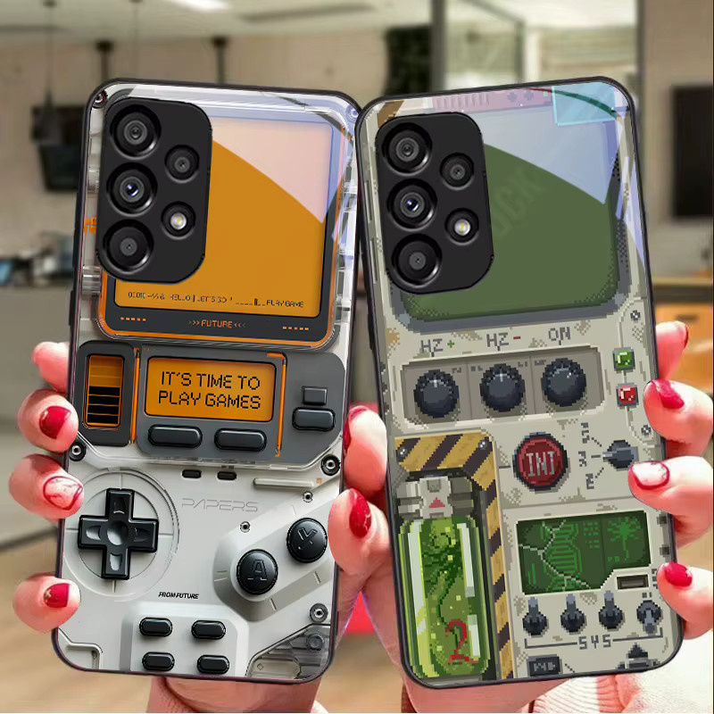 Spielekonsole Handyhülle aus Hartschale mit gehärtetem Glas für Samsung Galaxy S10 20 Plus 21 FE 22 23 24 FE 25 Ultra in Schwarz und Multicolour - Bild 1