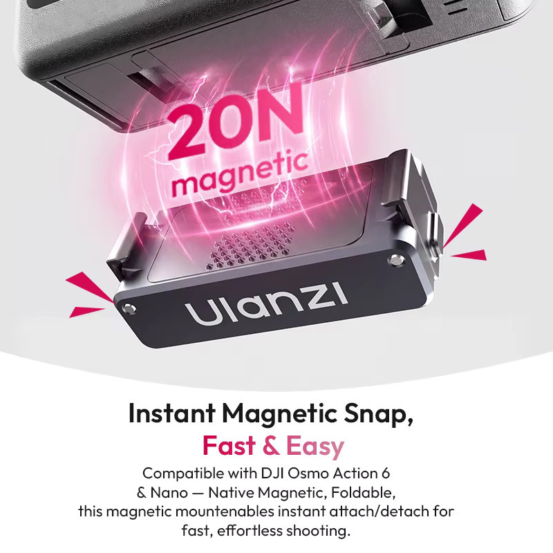 Ulanzi Mantis-Haken Magnetisches Mini-Stativ für DJI OSMO Action 6 in Schwarz - Bild 4