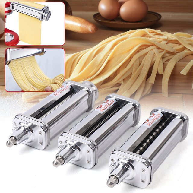KitchenAid Nudelmaschinen-Aufsatz aus Edelstahl in Silber mit verstellbarer Teigpresse und Nudelschneider (0,3–2,3 mm) - Bild 1