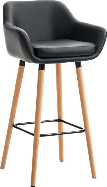 TPFLiving Barhocker Grande mit Buche-Holzgestell und Kunstleder in Schwarz, B/T/H: 46 x 55 x 99 cm - Bild 1